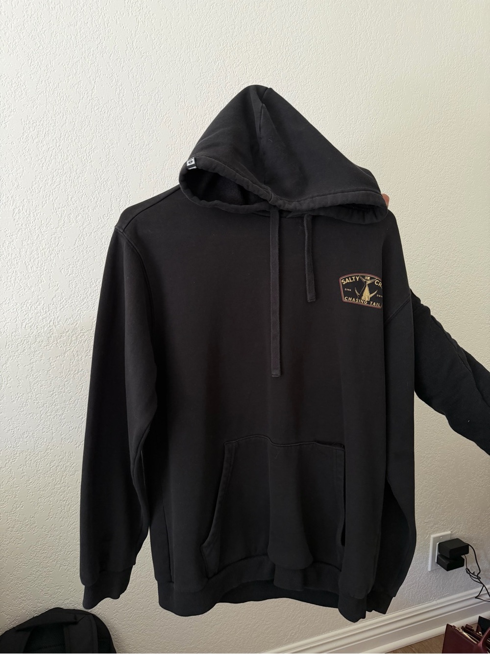 Salty Crew Black Pullover Hoodie with Small Chest Patch
